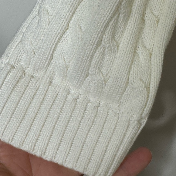 Lauren Ralph Lauren Sweater White Cable
Knit Stand Collar Zip Pockets Size L,EUC - Picture 8 of 8